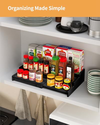 Spice Rack 3 Tier Natural Bamboo (Black-2 Pack)