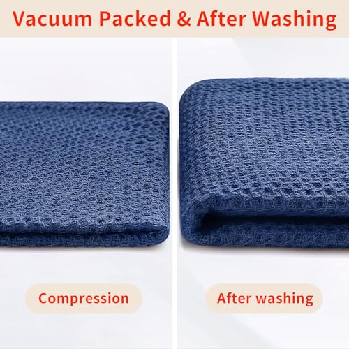 100% Cotton Waffle Weave Kitchen Dish Cloths 24 (Navy Blue / 12 X 12 - 24 Pack)