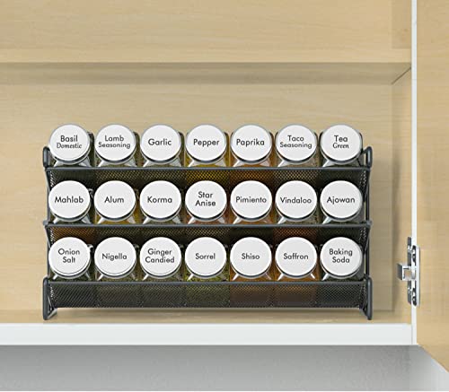 Spice Rack Organizer with 21 Spice Jars (13.4"W × 9"H / White)