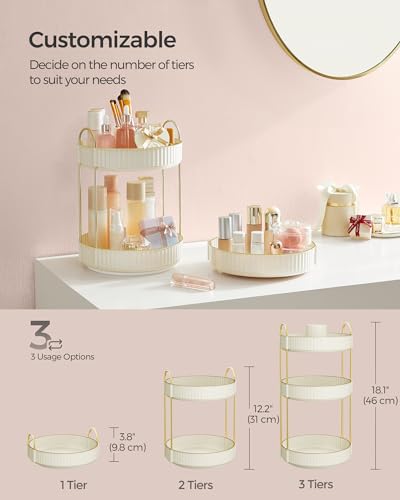 3 Tier Makeup Organizer (Cloud White / Round)