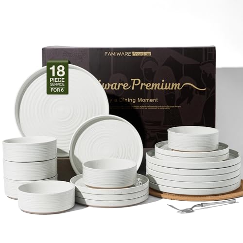 Stoneware Dinnerware Sets (White / Service for 6 (18pc))