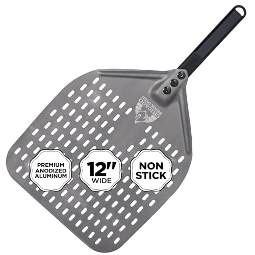Perforated Pizza Peel (Platinum - Perforated Anodized / 12" x 15" Peel - 26" Overall)