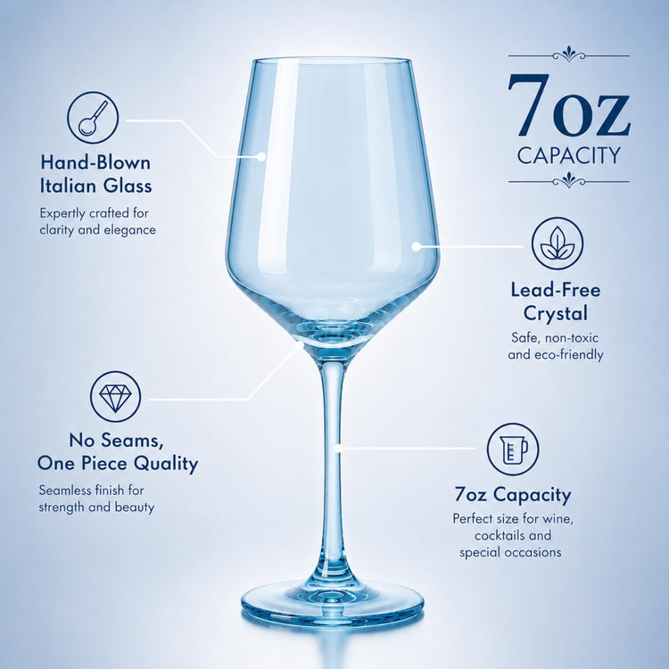 Blue Wine Glasses Set of 6 Cobalt Blue 14oz Birthday Gift for Her Women Blush Colored Tall Stemmed Unique Wine Glasses Colored Glassware Set Elegant Tableware for Parties Wedding Anniversary Home Bar (Cobalt Blue)