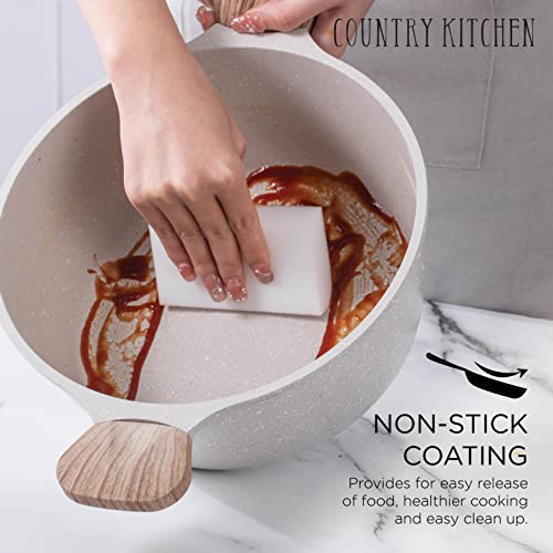 Non Stick Cast Aluminum Cookware Set (Speckled Cream / 6 Pc.)