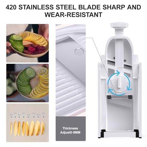 Safe Mandoline Slicer for Kitchen (White)