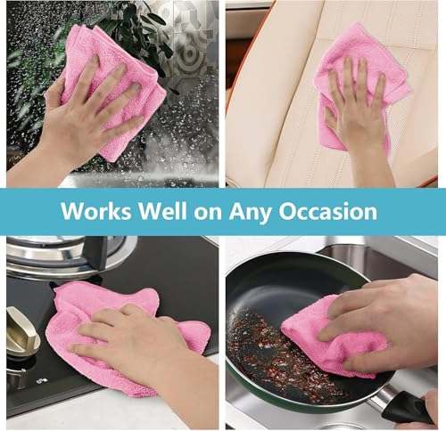 50PK Microfiber Cleaning Cloth (Pink)