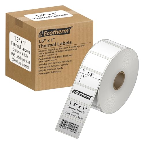 1.5" x 1" Thermal Labels (1.5 x 1 White - 5300 Labels)