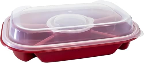 Red Jumbo Divided Serving Tray (Red)