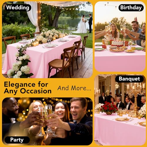 6 Pack Pink Tablecloths for Square Tables (Pink / 70x70 In, 6 Pack)