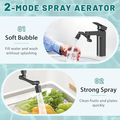 1440 Swivel Faucet Extender for Kitchen (B- Black- Swivel Faucet Aerator)
