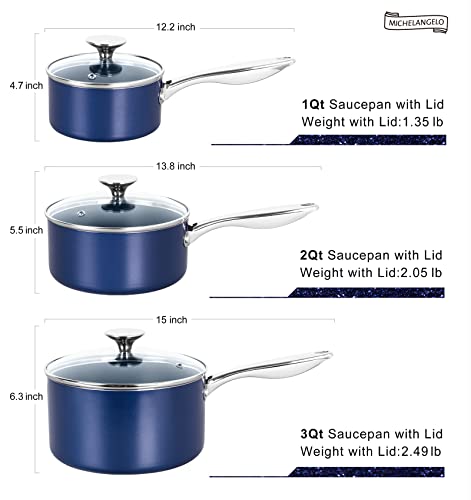 Sauce Pan Sets (Blue / 1+2+3 Quart)