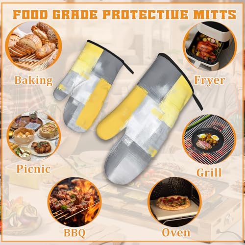 Yellow Gray Modern Art Oven Mitts and Pot Holders (Yellow Gray Modern Art)