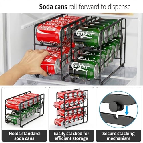 Soda Can Organizer Storage Rack (Black)