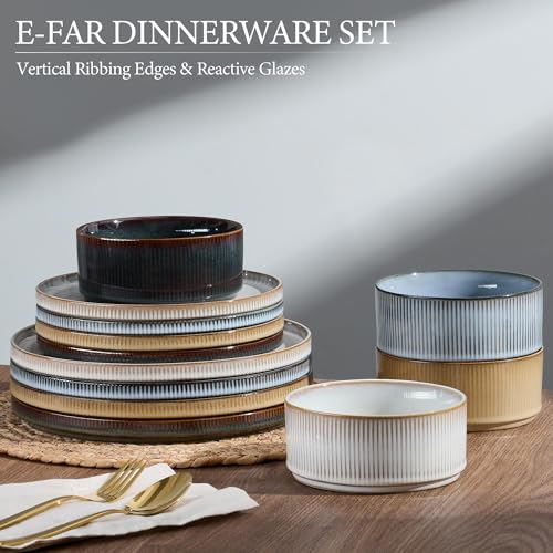 12 Piece Plates and Bowls Sets (Multicolor / 12pcs for 4)