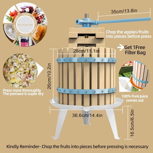 Fruit Apple Cider Wine Press (3.17 Gallon / Blue)