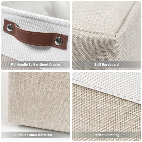 Collapsible Fabric Storage Cubes 11x11 Cube Storage Bins (Beige / Off-White / Cube - 11"x11"x11")