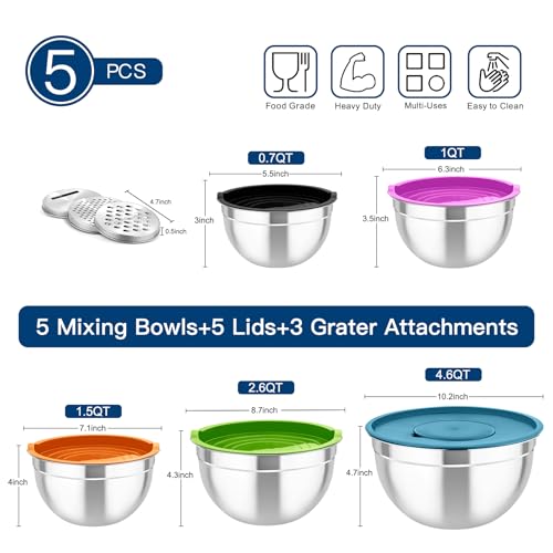Mixing Bowls with Lids (Multicolor)