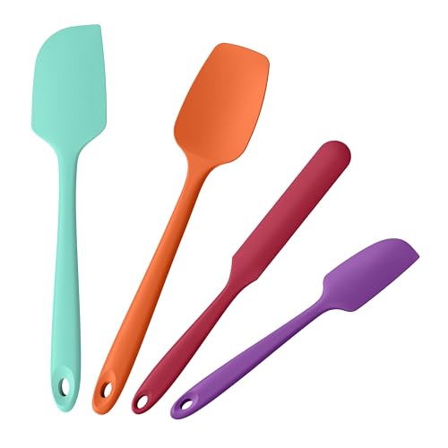 600°F Heat Resistant Silicone Spatula Scrapers (Set of 4 / Multicolor 7)