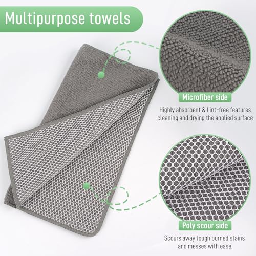 Dish Cloth for Washing Dishes Kitchen Washcloth Cleaning Cloth (Grey / 12inchx12inch 20pack)