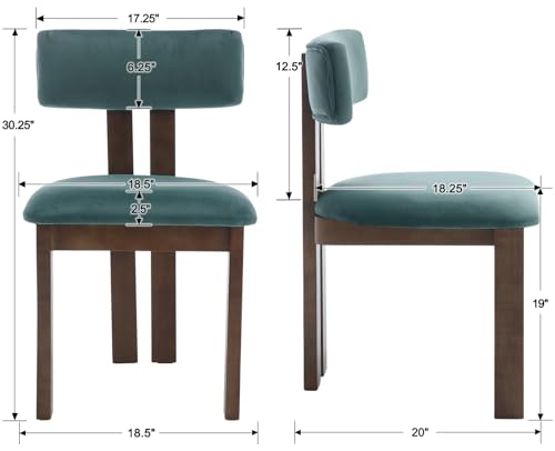 Dining Chairs Set of 6 Velvet Diner Chairs Modern Wood Chairs for Kitchen and Dining Room (Velvet, Green / 6 CHAIRS)