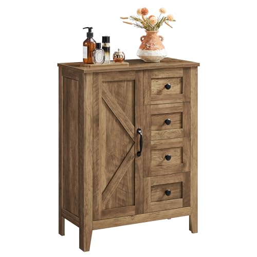 Farmhouse Storage Cabinet with Door (Honey Brown / 11.8"D x 23.6"W x 31.5"H)