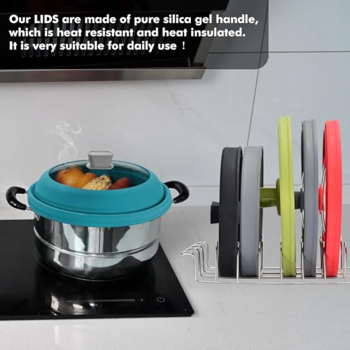 Microwave Splatter Cover Glass Cover Splatter Guard Lid with Collapsible Silicone for Food Cover Plate Cover 11.8 inch Blue (Blue / 11.8 inch)