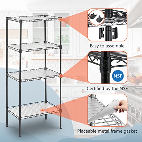 4 Tier Wire Shelf (Black / 18×12×44)