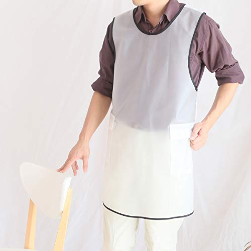 100% Waterproof Cross Back Apron With Pockets For Women Men Dishwashing (White Transparent)
