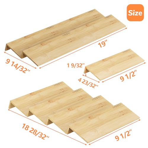 Bamboo Spice Drawer Organizer with Non (4 Pcs x 9.5'' W / Natural)