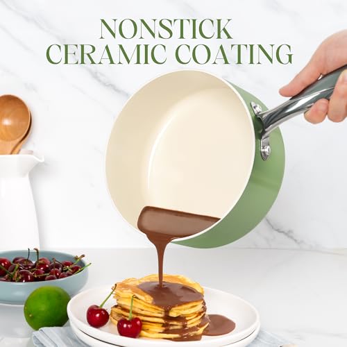 Sauce Pan with Lid (Natural Green / Set of 3 (1, 2, 3 Quarts))