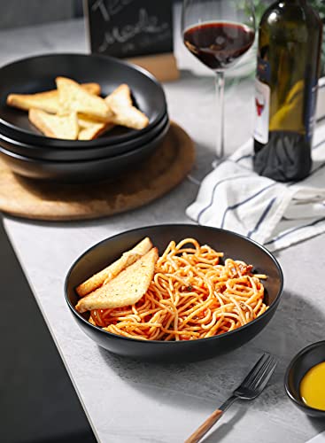 Matte Black Pasta Bowls Set of 4 (Matte Black / 35 Ounces)
