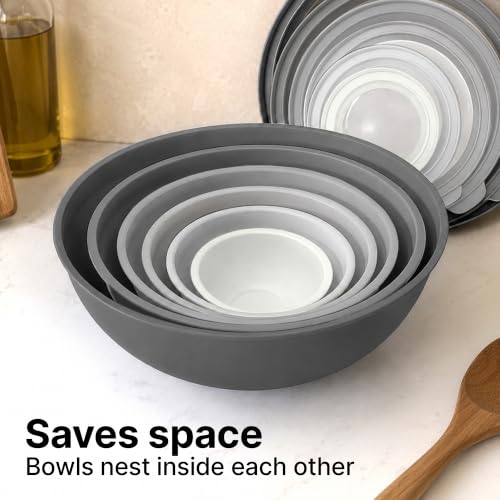 12 Piece Plastic Nesting Mixing Bowls with Lids (Graphite Gray)