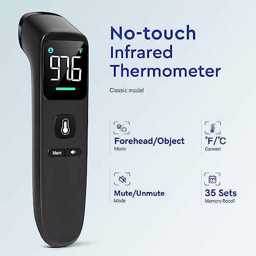 Touchless Thermometer for Kids and Adults (Black-and-Black)