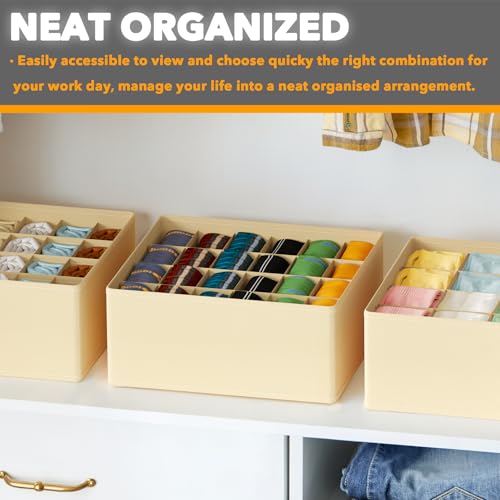 Sock Drawer Organizer Divider 3 Pack (3 Pack / Beige)