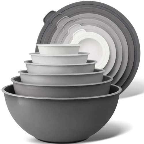 12 Piece Plastic Nesting Mixing Bowls with Lids (Graphite Gray)