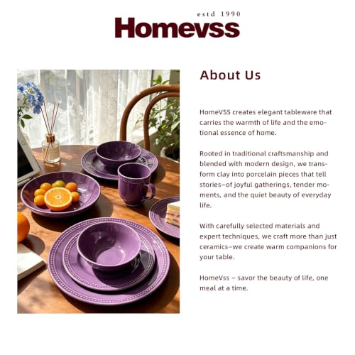 HomeVSS 20 Piece Pearl Dots Stoneware Dinnerware Set (Purple)