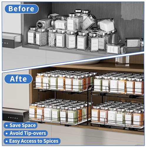 2 Tier Pull Out Spice Rack (2 Tier,13.5''Wx10.5''Dx9.5''H)