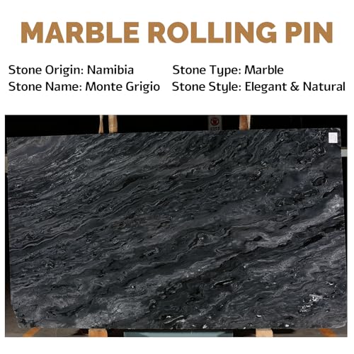 African Natural Marble French Rolling Pin (Shuttle Grey Marble 16 Inch)