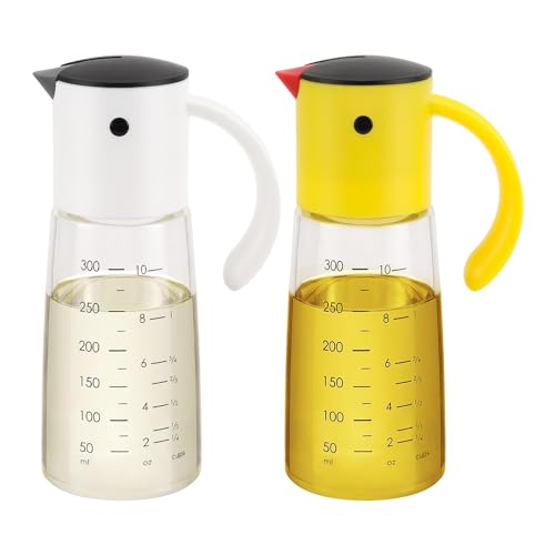 Glass Olive Oil Dispenser Bottle Set 10 oz Yellow White (white and yellow)