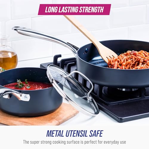 10 Piece Ultimate Hard Anodized Ceramic Nonstick Cookware Set (10 Piece Cookware Set / Gray)