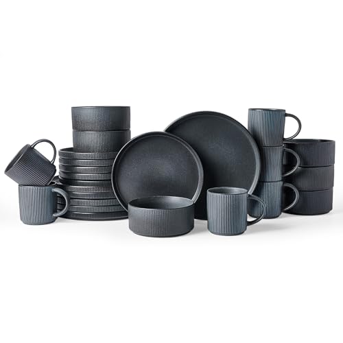 Star Dinnerware Sets with Mugs (Matte Dark Charcoal)