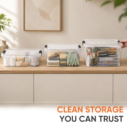 14.7 Quart Clear Plastic Storage Boxes with Lids (14.7 Quart)