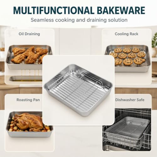 Rectangular Roasting Pan and Rack (9.3×6.9×2in)