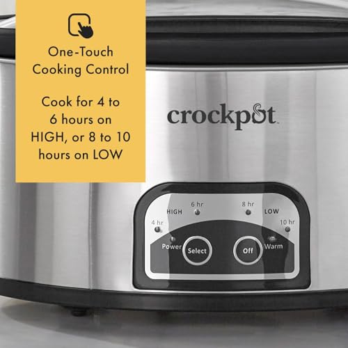 6 Quart Programmable Slow Cooker with Timer and Auto Food Warmer Setting (Stainless Steel / 6 Quarts)