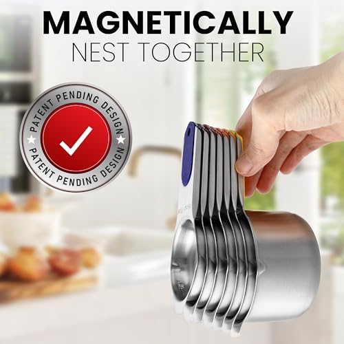 7 Magnetic Stainless Steel Measuring Cups Set (Mountain Sunrise / Magnetic - Set of 7)