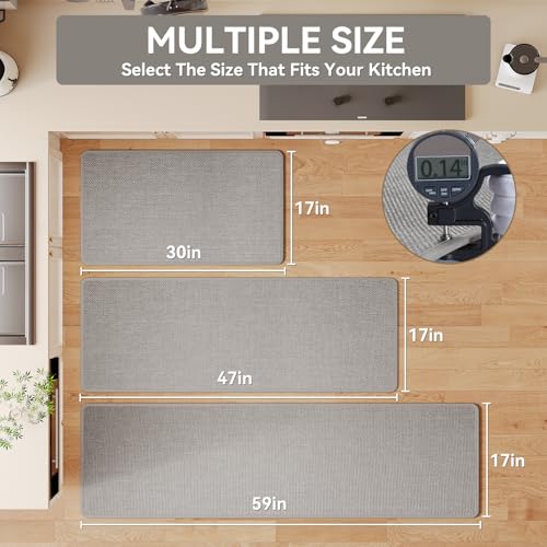 Long Kitchen Runner Rugs Kitchen Mat Non Slip Washable Gray 17"x71" (A- Gray / 17"x71")