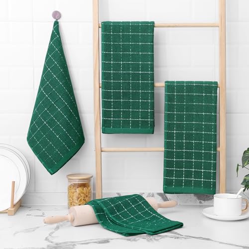100% Cotton Terry Kitchen Towels (Dark Green / 13 X 28 - 12 Pack)
