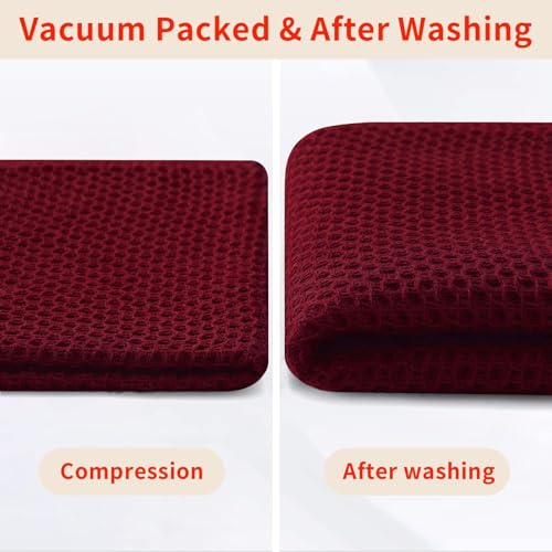 100% Cotton Waffle Weave Kitchen Dish Towels 12 (Burgundy / 13 X 28 - 12 Pack)