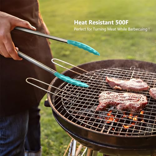 5 Piece Silicone Spatulas Set with Tongs (Z-Aqua Sky)