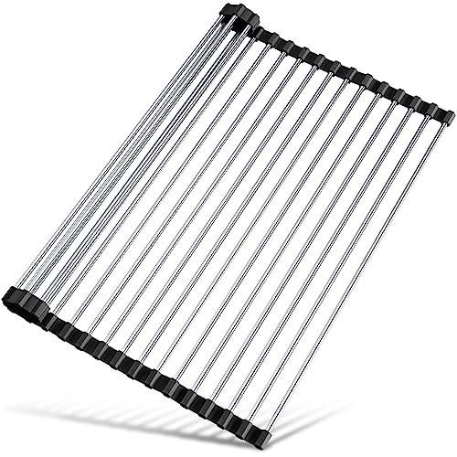 Roll Up Dish Drying Rack Over Sink (Black / 21 x 15.5 in)